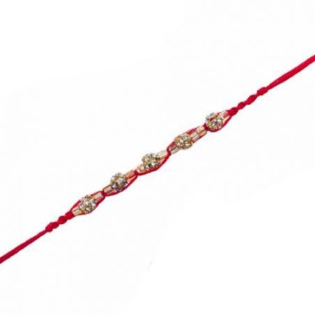 Golden Balls With Studed Diamond Jewelled Rakhi