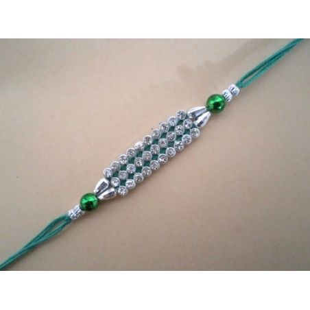 Stone Studded Green Designer Rakhi