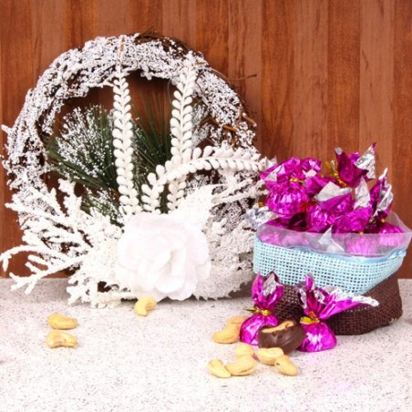 Christmas Wreath with Homemade Cashew Chocolates