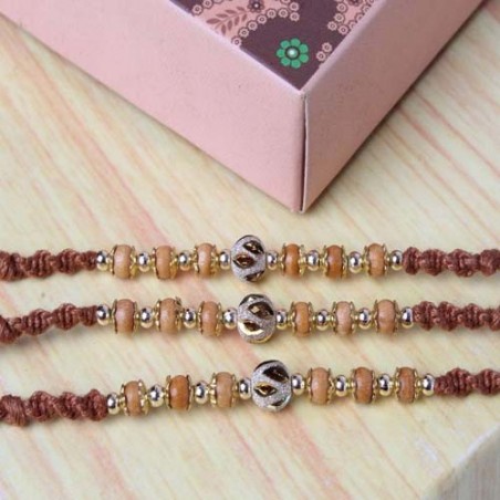 Enchanting Trio Wooden Beads Rakhi