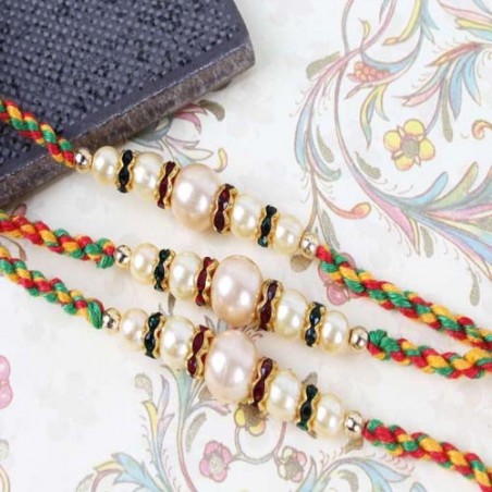 Three Pretty Pearl Rakhi Combo