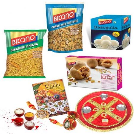 Bikano Mathi Magic with Dhoda-Rakhi Puja Thali gifts