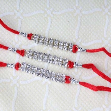 Set of Three Designer Diamond Rakhi