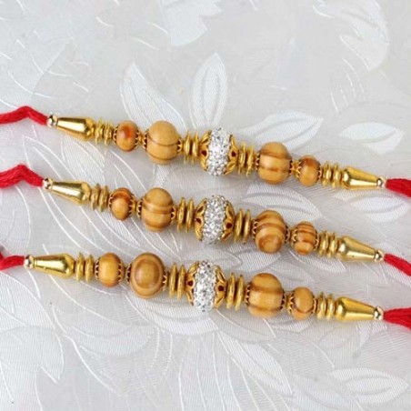 Set of Three Sandalwood Designer Rakhi