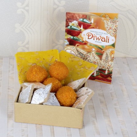 Almond with Kaju Katli and Diwali Card