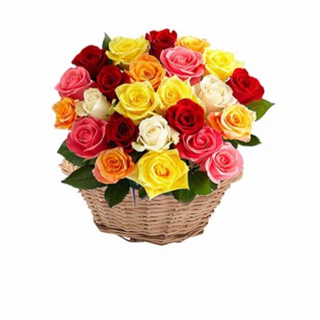 25 Multi Colour Rose Basket