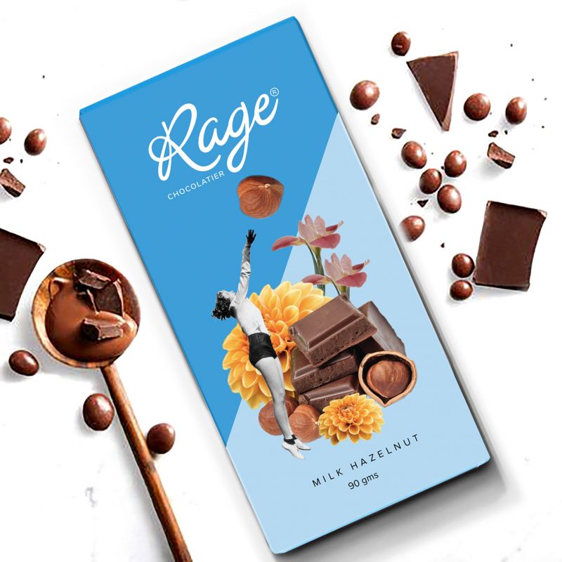 Rage Fruity Bar Milk Hazelnut Chocolate Bar 90 gm