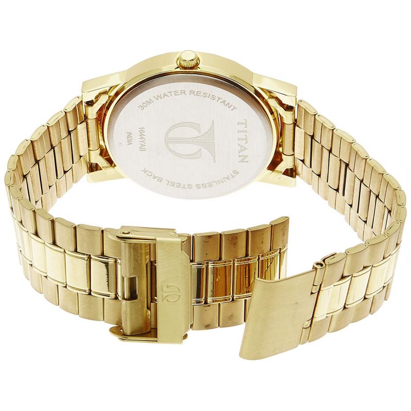 Titan Silver Dial Golden Stainless Steel Watch