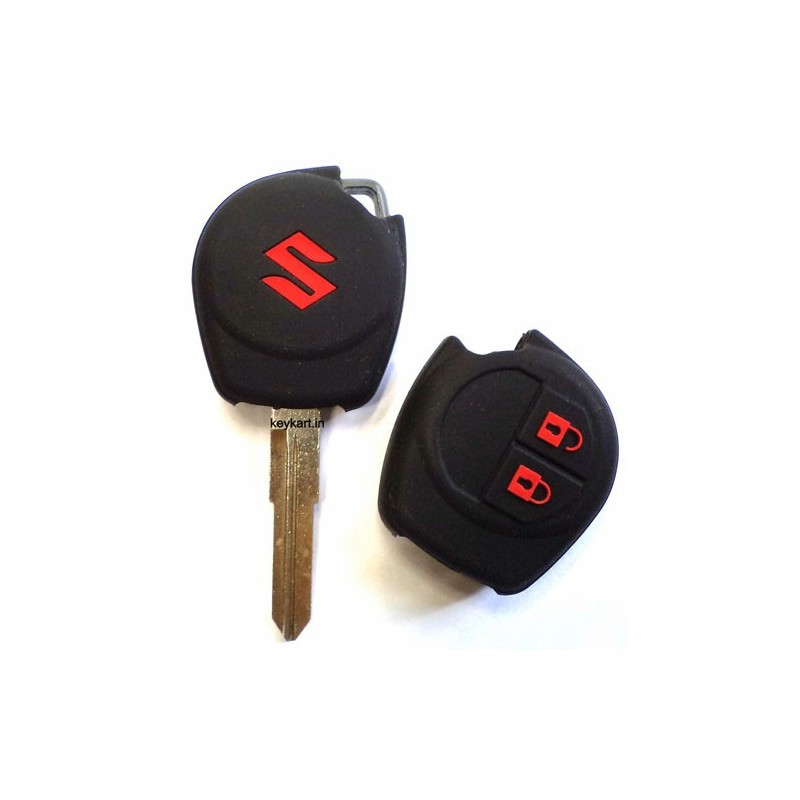 Silicone Car Key Cover For Suzuki 2 Button Remote Key (Black With