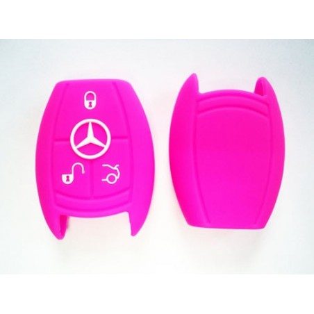 Silicone Key Cover For Mercedes  Benz 3 Button Smart Key (Pink)